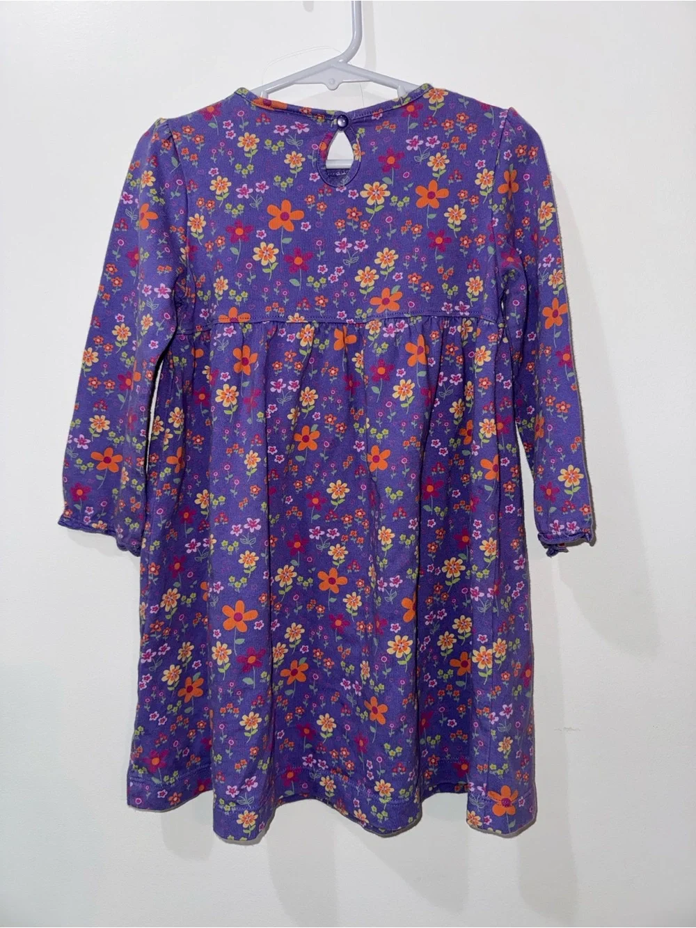 J. Khaki Purple Floral Long-Sleeve Dress with Orange & Pink Accents